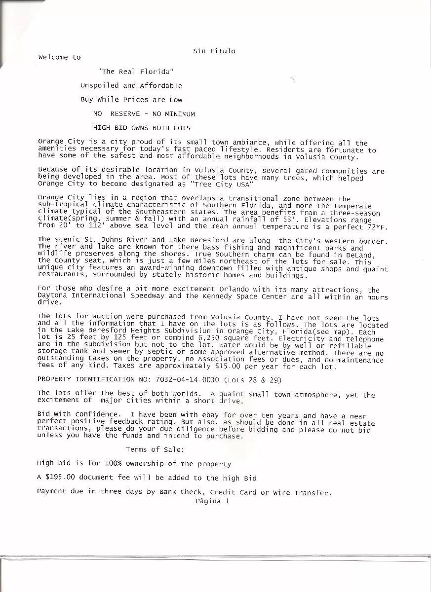 Plot of land For Sale Orlando, Florida Ad863820