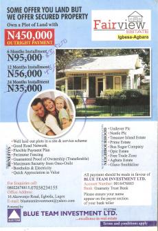 FairView Estate, now #450k Lagos
