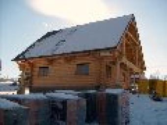 Log houses in mountain Poprad