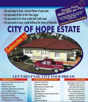 city of hope estate Lagos