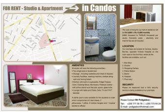 studio appartment for rent Quatre Bornes