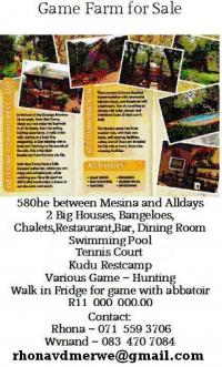 Game Farm For Sale Mesina