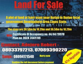 Plot of land with C of O Lagos