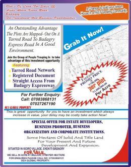 CHEAP ACRES OF LAND IN BADAGRY. Lagos